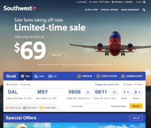 Southwest.com launches a new home page.